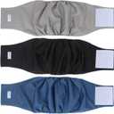 Teamoy 3 Pack Male Dog Diaper Wrap with Gray Lining, Washable Puppy Belly Bands, Super-Absorbent and Comfortable(L2,20-24" Waist) (Black+gray+dark Blue(gray Lining))