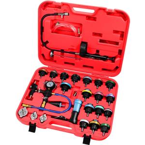 JIFETOR Cooling System Vacuum Purge Radiator Coolant Refill Tool Kit Universal Automotive Water Tank Pneumatic Vacuum Antifreeze Change Filler Set with Adapter Case Hose for Car SUV Truck