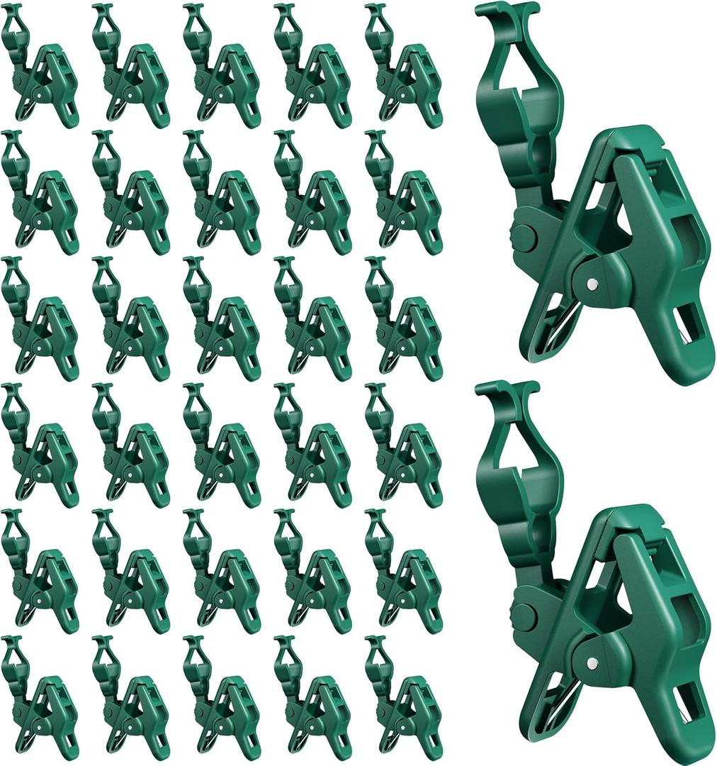 C7 C9 Christmas Lights Spring Clips, 100 Count Holiday Lights Quick Spring Clips, Shatterproof Shingle and Gutter Clips for E12, E17Socket, Rope Lights Roofline Fence Railing Mantel Christmas Trees (Green)