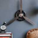 AOROTOE Metal Wall Decor Art Antique Airplane Propeller Aviation Wall Clock for Living Room Bedroom Rustic Wall Sculptures Brown 29.5×26.4 inches