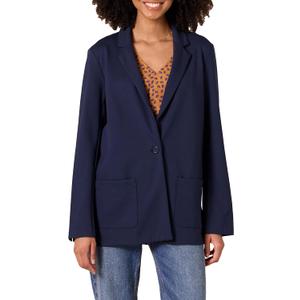 Amazon Essentials Women's Relaxed-Fit Soft Ponte Blazer (Navy, US:S )