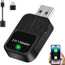 3 x 2025 Wireless CarPlay & Android Auto Adapter,2in1 Mini for iPhone & Android with 1-Tap Switch & Reset,Plug and Play Setup,Auto Connect,USB/Type-C Dongle,Low Latency,Support iOS 12+ and Android 11+