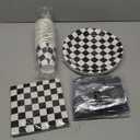 Checkered Party Supplies Set Servers 24 - Checkered Flag Plates, Cups, Napkins, Cutlery - For Race Car Birthday Party Supplies Table Ware Decorations by 4E's Novelty