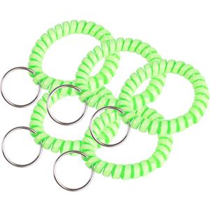 Lucky Line 2 Diameter Spiral Wrist Coil with Steel Key Ring, Flexible Wrist Band Key Chain Bracelet, Stretches to 12, Glow-in-the-Dark, 5 Pack (4101605)