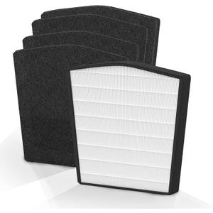 Replacement Filter LP-HF550P Compatible with Live-Pure Bali Series LP550TH LP550THP Air Cleaner Purifier Filtration, 1 Pack HEPA Filter + 4 Pack Carbon Filter