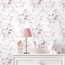 2 x HeloHo Peel and Stick Wallpaper Light Pink Floral Leaf Wall Paper Self Adhesive Removable Waterproof Contact Paper for Bathroom Living Room Bedroom Decor 15.35" X 78.7"