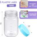 novelinks 16 oz Plastic Mason Jars with Colorful Lids, Leakproof 16oz Clear Plastic Jars with Lids, Reusable Storage Containers for Household Use (8 Pack)