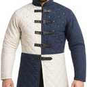 Blue & White Cotton Padded Gambeson with Leather Straps & Buckle Closure (3X-Large)