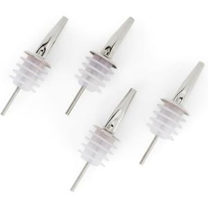 Molimoli Pour Spout Made of Stainless Steel with Automatic Anti-Oxidation Mechanism, Bottle Pourers for Alcohol and Liquor, Olive Oil Dispenser Spout, Wine Pourer Spout,Pack of 4,Silver (Thin_set of 4, Silver-Thin)
