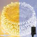 Warm White to Cool White Color Changing 200 LED 66FT Connectable Christmas String Lights for Outdoor Indoor Waterproof, 11 Modes Twinkle Fairy Lights Clear Wire for Christmas Tree Memory Remote Timer