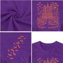 Halloween Shirts for Women Halloween Bats T-Shirt Haunted-Themed Front and Back Printing Tee Tops (Purple, M)