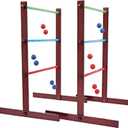 Ladder Ball Game Set - Premium Rubber Wooden Golf Lawn Sport with 6 Bolo Balls and Carrying Case, Perfect Outdoor Yard Games for Teens, Adults and Families