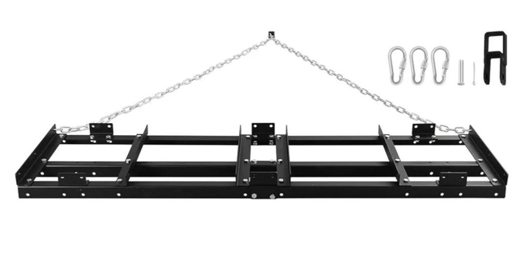 Lasnten Drag Harrow 6 Ft Driveway Drag Grader Yard Drag Lawn with Chain Steel Tractor Attachments Landscape Power Rake for ATV, UTV, Tractor