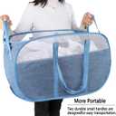 Pop Up Laundry Hamperwith Durable Handles collapsible laundry basketEasy to Open and Fold for college Dorm,kids roomtravel (Blue)