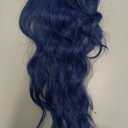 HMHIFI Long Blue Wavy Wigs for Women Ombre Curly Natural Middle Part Synthetic Curly Heat Resistant Fiber Hair Replacement Wigs for Daily Party (26'')