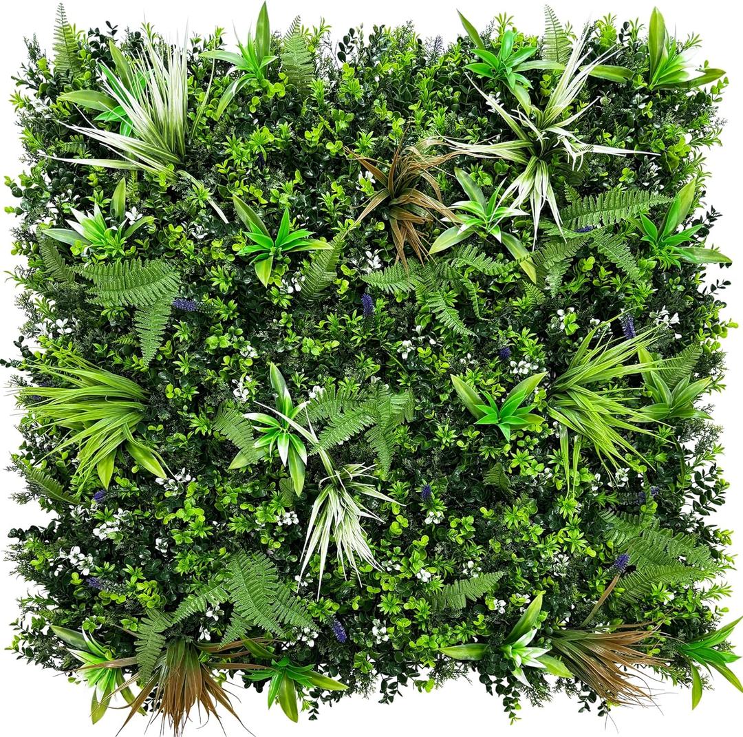 ODTORY Artificial Boxwood Topiary Hedges Panels: 20'' x 20'' 8P UV-Protected Privacy Faux Grass Backdrop Fence Screen for Patio, Balcony, Garden, Backyard Indoor Outdoor Green Wall Decor