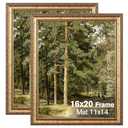 Splinterix 16x20 Gold Picture Frames Set of 2, Ornate Vintage 16 x 20 Photo Frames for Wall Decor or Tabletop Display, Gold Frames with Plexiglass, Display 11x14 Pictures with Mat or 16x20 without Mat for Antique Dco