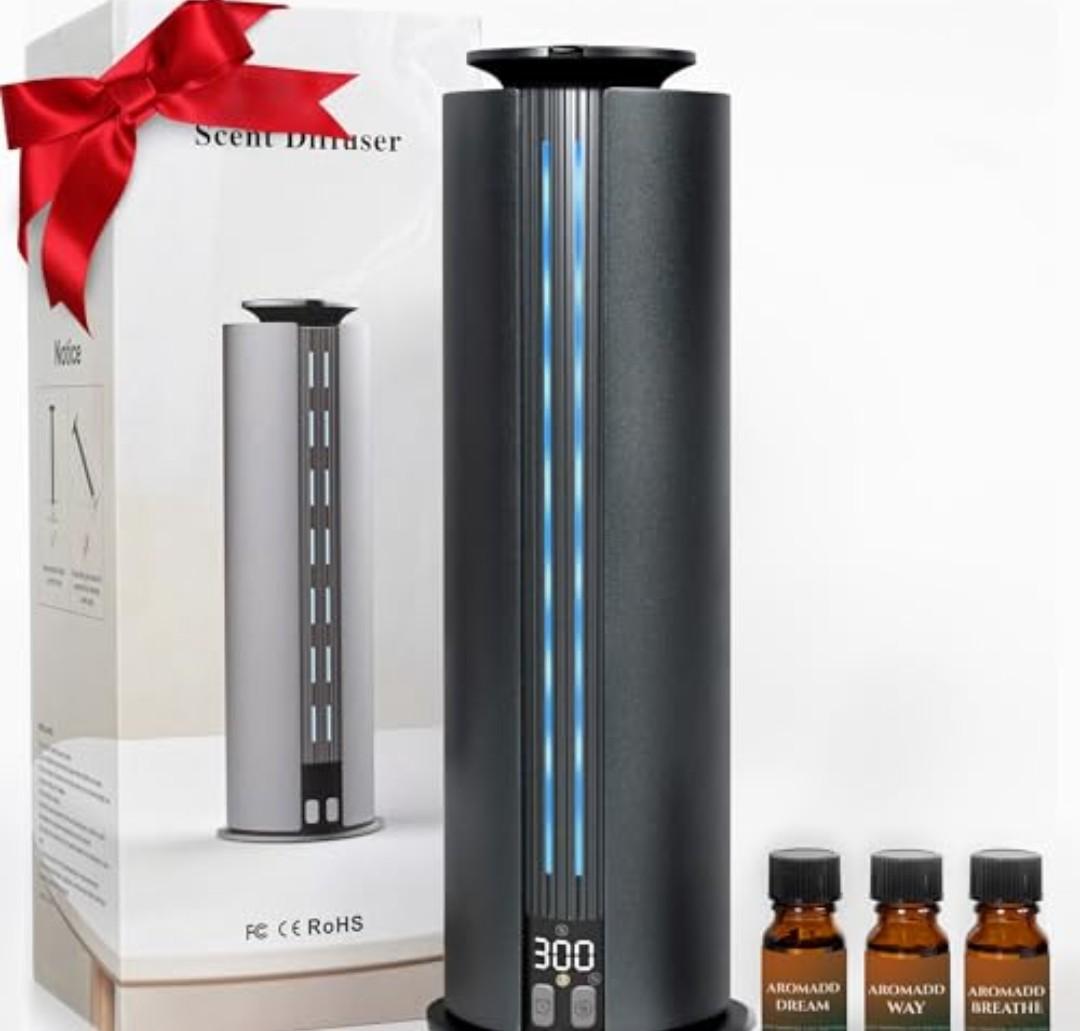 Aromadd 1800 Sq Ft Cordless Waterless Diffuser, 100ml Hotel Collection Diffuser Scent Air Machine for Home Cold Air Essential Oil Diffuser for Large Room Office Quiet (Titanium Gray)