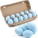 CroBlissful 12 Pcs Easter Ceramic Eggs Blue Fake Nest Egg Easter Decoration for Easters Egg Hunt Nesting Boxes Crafts Bowl Basket Fillers Easters Home Party Decor