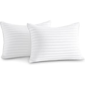 Oubonun 12 x 16 Throw Pillow Inserts, Firm and Fluffy Decorative Pillows for Couch Bed Sofa with Soft Cotton Cover White Cushion with Down Alternative Pack of 2