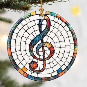 Christmas Ornaments, Dodosky 2.8in Ceramic Musical Ornament, Xmas Decor, Christmas Tree Ornaments, Xmas Decorations for Tree, Holiday Ornament, Musician Gift, Music Teacher Gifts, Singer Gifts