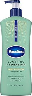 Vaseline Soothing Hydration Body Lotion Soothing Hydration for Dry Skin with Ultra-Hydrating Lipids + 1% Aloe Vera Extract to Refresh Dehydrated Skin 20.3 Fl oz,3pcs