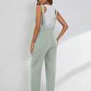 Yeokou Womens Overalls Linen Cotton Jumpsuits Loose Casual Jumpers with Pockets (Blue, L)