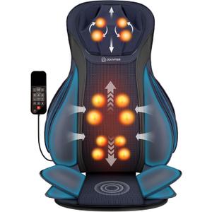 COMFIER Shiatsu Neck Back Massager with Heat for Pain Relief Deep Tissue, Adjustable-Height Neck Massage Rollers, Massage Chair Pad Tapping Compression Seat Massager Full Body, Gifts for Men Women (Navy Blue)