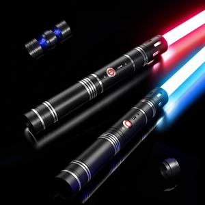 Lightsaber Toy Dueling Light Saber 20 Colors 4 Modes & Sounds 2-in-1 Detachable Type-C Rechargeable Real Lightsaber for Kids and Adults Cosplay Dress Up Parties (Silver Ring), Medium