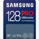 SAMSUNG PRO Ultimate Full Size 128GB SDXC Memory Card, Up to 200 MB/s, 4K UHD, UHS-I, C10, U3, V30, A2, for DSLR, Mirrorless Cameras, PCs, MB-SY128S/AM