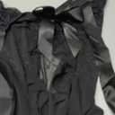 Foxiny Sexy Halter Open Front Ruffle Sheer Mesh Lace Babydoll Lingerie Dress with Thong 2 Piece S