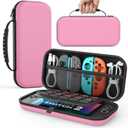 MoKo Carrying Case for Nintendo Switch 2(2025), Protective Hard Shell Portable Travel Carry Case Pouch holds 10 Cartridges with Pockets for Switch 2 Accessories and Games, Pink