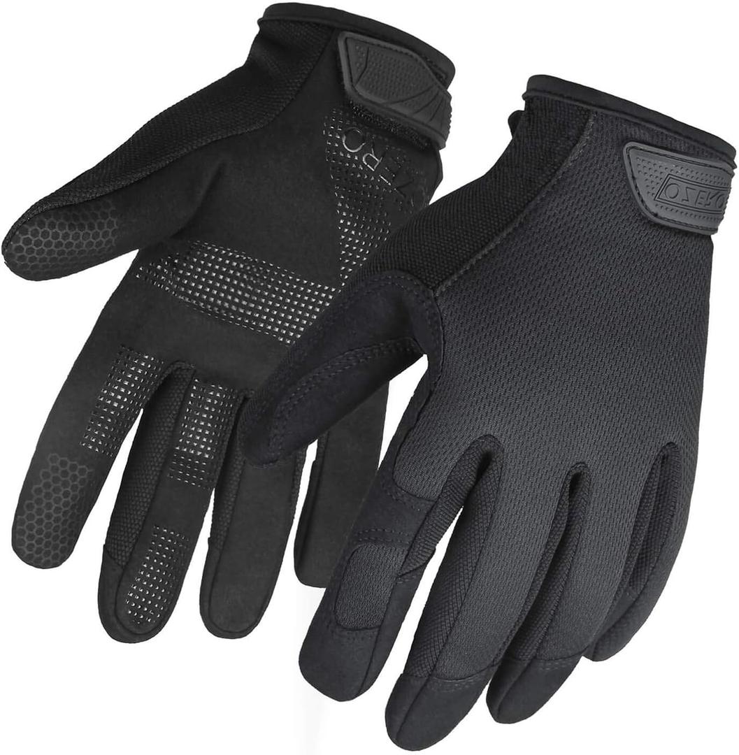 OZERO Work Gloves Men Women, Mechanic Gloves with Touchscreen Grip, Synthetic Leather Palm, Breathable Flex Fit, EN388 Tested (X-Large (Pack of 1))