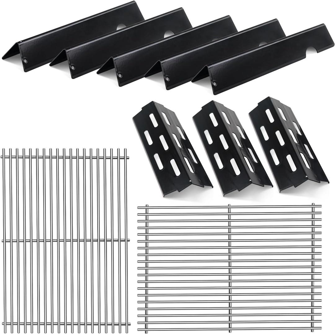 Porcelain-Enameled Grill Flavorizer Bar Heat Plates with 9MM Stainless Steel Cooking Grates Replacement Parts for Weber Genesis II 300 Series E-310 E-315 E-330 E-335 S-310 S-335 Grill Part Replaces