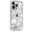 Clear Magnetic Case for iPhone 14 Pro Phone Case [Compatible with MagSafe Charger] Gardenia Floral Print Pattern Slim Anti-Scratch Cover for Women Girl