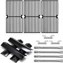 Grill Parts for Brinkmann 810-8411-5 810-1415-W 810-2415-W, Grill Grate & Heat Plate & Burner and Grill Carry Over Tube Replacement for Brinkmann 810-8411-5 Grill