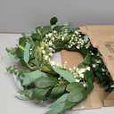 26'' Eucalyptus and Babys Breath Flowers Wreath for Front Door - Large Artificial Greenery Outdoor Wreath for Porch,Window,Farmhouse,Home,Hanging Decor- Spring, Summer, All Seasons (Green-White)