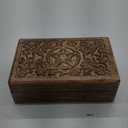 DharmaObjects Hand Carved Jewelry Trinket Keepsake Wooden Storage Box (Triple Moon, Large)