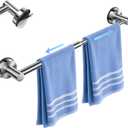 Adjustable Suction Cup Towel Bar for Bathroom Wall,14.6Inch~24 Inch Towel Racks for Bathroom, SUS304 Stainless Steel Bathroom Towel Holder,Bathroom Accessories Brushed Nickel Towel Rack (Silver-1pc)