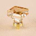 coolnews 8 Pack Champagne Crystal Drawer Knobs Glass Kitchen Cabinet Knobs, 1-3/8 Inch Square Glass Knobs for Dresser Drawers, Brushed Brass/Gold Base