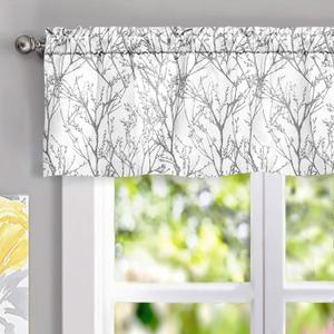 DriftAway Tree Branch Lined Valance Double Layer Blackout Thermal Insulated Abstract Ink Printing Window Curtain Valance Rod Pocket 52 Inch by 14 Inch Plus 2 Inch Header Silver Gray 1 Pack