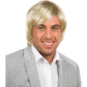 fun shack Mens 60s Wig Men, Movie Wigs Men, 70s Wigs for Men, 70s Disco, Ginger Short Cosplay Wig, 60s Character Wig Men (One Size, Yellow)