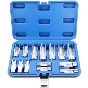 DPTOOL 3/8" 1/2" Drive Diesel Injector Fuel Line Socket Wrench Set, Metric 8-22mm Flare Nut Socket Set, 14 piece 5-Point Avoid Wire Nut Socket for Wired Temperature Sensor, Thermo Switch, etc