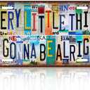 Vintage License Plate Inspirational Quotes Wall Decor Every Little Thing Is Gonna Be Alright Metal Tin Sign For Bar Home 12 x 6 Inches