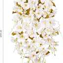 HyeFlora Hibiscus Fall Flowers Artificial Hanging Flowers Plants for Outdoors Autumn Decoration, 2pcs White Silk Hibiscus Vines Realistic UV Resistant Faux Flowers for Outside Planters Garden Indoor