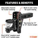 CURT 45908 Adjustable Pintle Hitch Combination, 2-1/2-Inch Receiver, 6-Inch Drop, 2-5/16-Inch Ball, 20,000 lbs