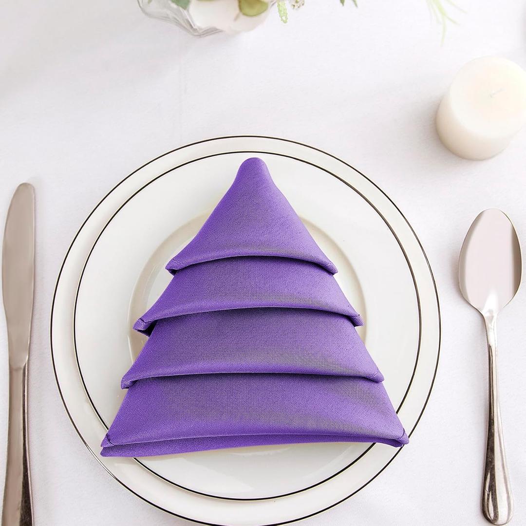 Bailarina Cloth Napkins Set of 80,17x17 inches Dinner Napkins Cloth Washable,Polyester Square Table Cloth Napkin Bulk with Hemmed Edges Ideal for Banquets, Parties and Weddings-Purple