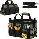 12-Inch Mini Small Tool Bag, 15-Pocket Portable Tool Box Organizer Storage, Heavy Duty Tactical Carrying Tote, Home Toolbag with Large Zipper, Father Day Dad Men Engineer Electrician Gift, Green