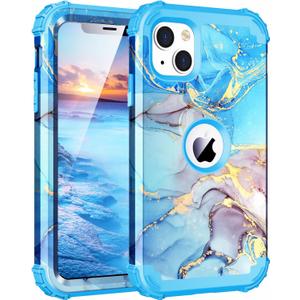 BQQFG for iPhone 12 Pro Case,Three Layer Heavy Duty Shockproof Hybrid Hard Plastic Bumper Soft Silicone Rubber Drop Protective Cover Case for iPhone 12 Pro 6.1",Blue