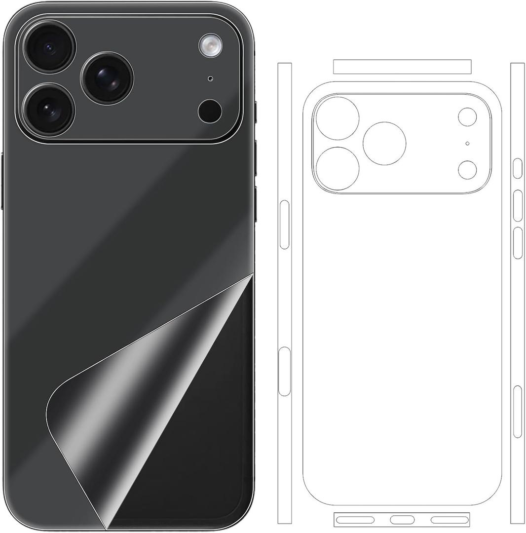 2 Pack for iPhone 17 Pro Max Skin Wrap Using 3M Transparent Matte Carbon Fiber Sparkle Phone Sticker Film Vinyl Decal Glass Protector for Back Side (Transparency HD Clear)